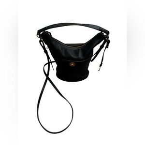 Fossil Talulla Small Hobo Leather Bag Handbag Black Gold Purse Excellent